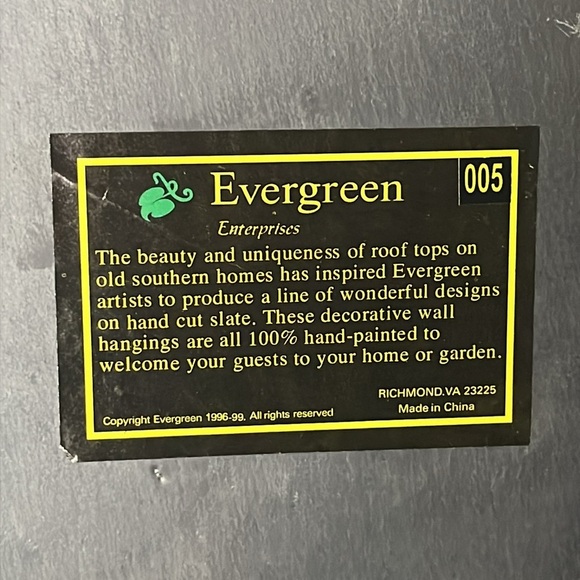 New Hand Painted Slate Folk Art Country Manor Rose Garden Wall Hanging - Picture 6 of 8